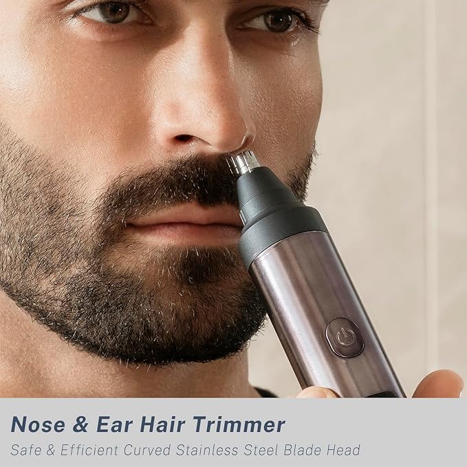 Beard Trimmer for Men Electric Razors and Hair Clippers Set Precision Dial Adjustable 20 Settings All-in-One Shaving Kit for Mens Face Head Nose Body IPX7 Waterproof Wet/Dry USB-C Charge Dock