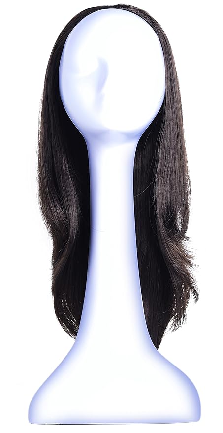 Onedor 22 Semi Curly Hair Women Ladies 3/4 Half Wig Premium Japanese Synthetic fibers Wigs with Secured Mesh Head Cap (R4)