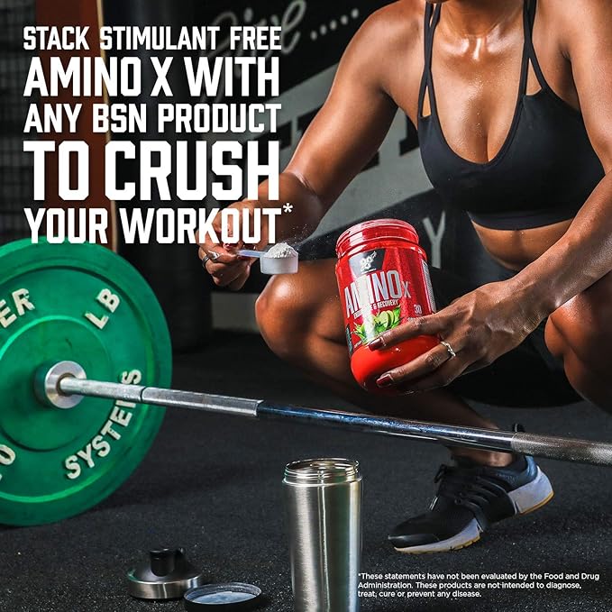 BSN Amino X Muscle Recovery &amp Endurance Powder with BCAAs 10 Grams of Amino Acids Keto Friendly Caffeine-Free Support Endurance Zero Sugar Blue Raz 30 servings 15.34 Ounce (Packaging May V