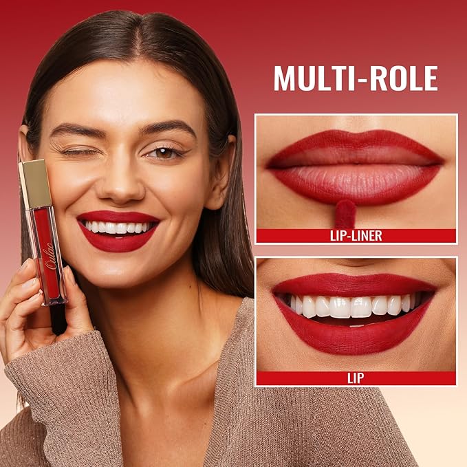 Oulac Red Black Purple Christmas Lipstick Set for Women Matte Liquid Lipstick Long Lasting High Impact Creamy Matte Lip Gloss Rich Colour Formula with Vitamin E &amp Rose Oil