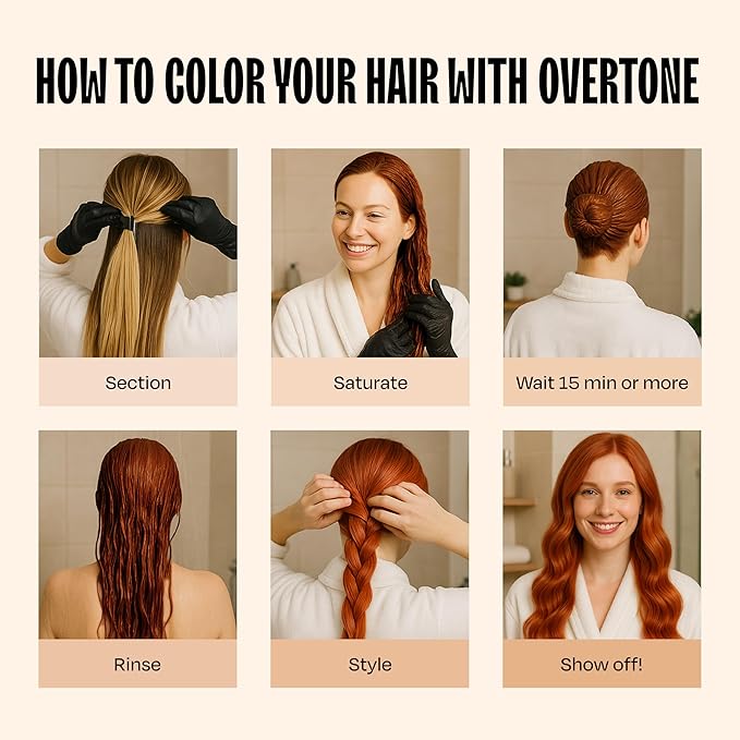Overtone Semi Permanent Hair Color Conditioner Golden Copper 8 oz Nourishing Damage-Free Color Depositing Mask for All Hair Types with Shea Butter &amp Coconut Oil Vegan &amp Cruelty-Free