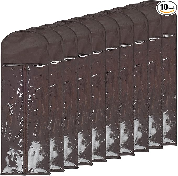 10 Packs 31.5in Extra Long Hair Extensions Storage Bag Folding Wig Bags Dust Proof Wigs Carrier Bags with Strong Zipper for Home Salon Organizer (Coffee)