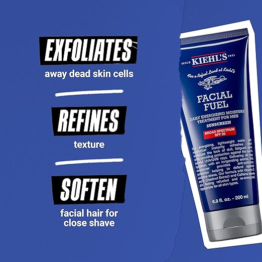 Kiehl's Facial Fuel Moisturizer with SPF 20 for Men Energizing Face Moisturizer for Dull Skin Non-Greasy Feel Hydrating Lotion and Broad Spectrum Sunscreen with Caffeine Vitamin C &amp Vitamin E