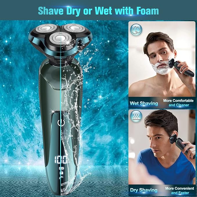 New Upgrade Electric Razor for MenElectric Shavers for Men Cordless Rechargeable 3D Rotary Men ShaverWet/Dry Mens ShaverWaterproof Mens Razor for Shaving Gifts for Husband DadBoyfriend