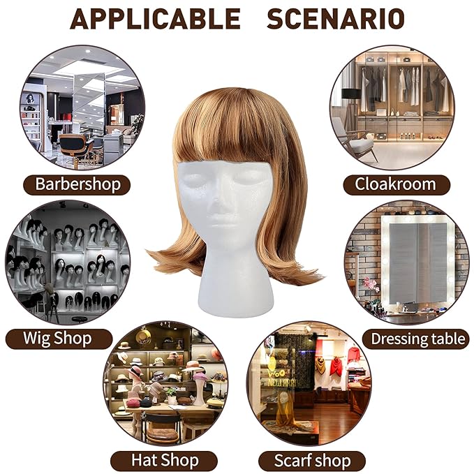 BALABALA 3 Pcs Foam Wig Head Female Styrofoam Mannequin Hairpieces Stand Holder Cosmetics Model Head Wig Display for Style Model Display Hair Hats Hairpieces Mask  Salon and Travel