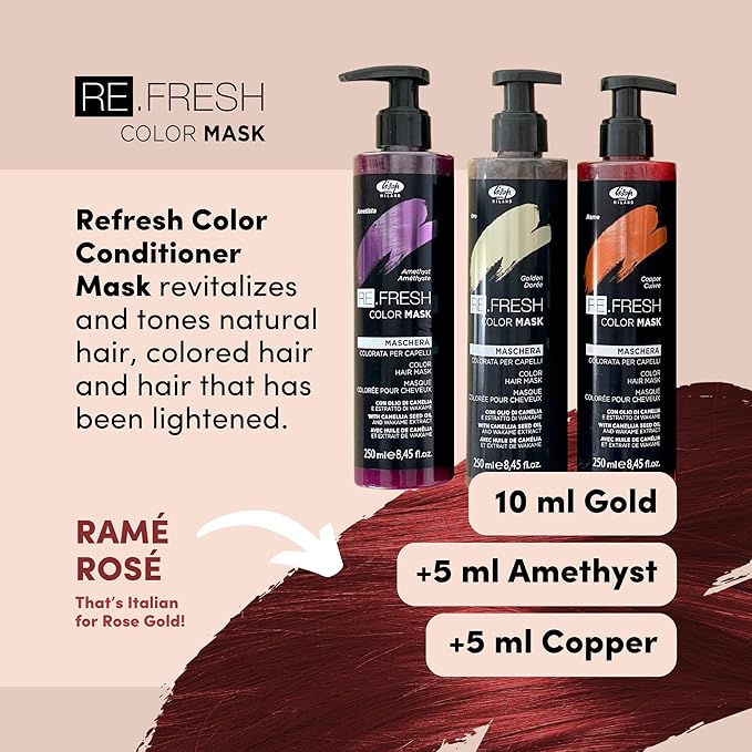 Lisap Color Depositing Hair Mask Red 8.45 oz Hair Gloss Toner Deep Conditioning Hair Mask Dry Damaged or Color Treated Hair Repair With Hydrating Camellia Oil For Shine &amp Moisturization