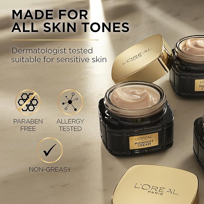 L'Oreal Paris Age Perfect Anti-Aging Midnight Cream Face Moisturizer to Reduce Wrinkles and Firm Skin 1.7oz + Serum Sample