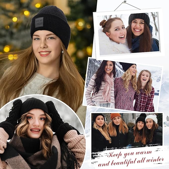 S-noilite Beanie Wig Hair ExtensionsAsh Blonde Short Straight Hair Extensions with Knitted Hat Hairpieces for Women Winter 11 Inch