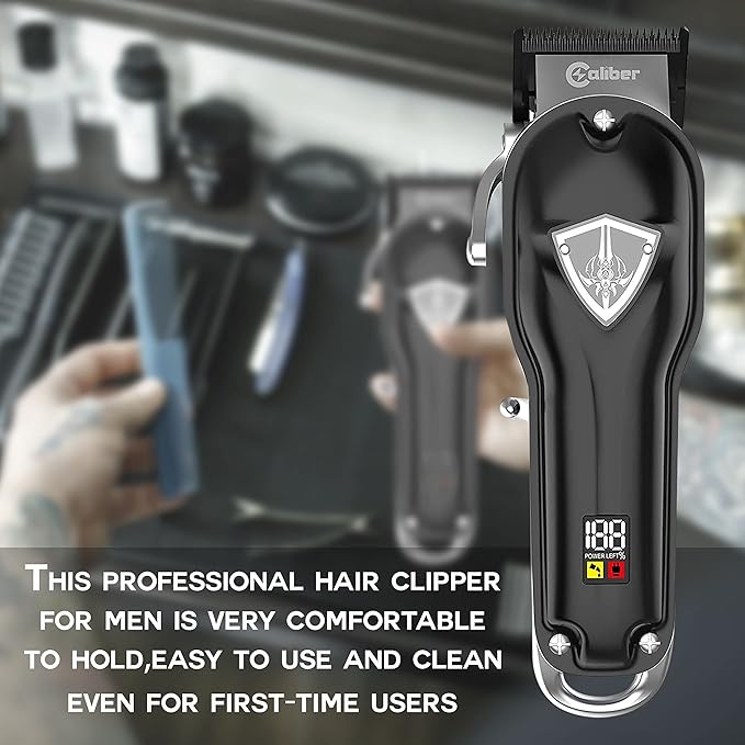 .44 Magnum FMJ Cordless Clipper Kit - Professional Clippers for Hair Beard and Mustache - Rechargeable Grooming Electric Razor for Men - With Grips Oil Cleaning Brush &amp Comb Guards