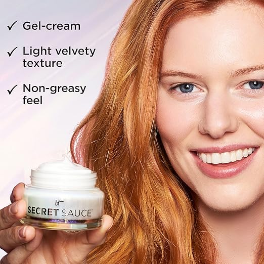 IT Cosmetics Secret Sauce Anti-Aging Face Moisturizer - Hydrating &amp Plumping Moisturizer Face Cream For Fine Lines Wrinkles &amp Dark Spots - Vegan - Day or Night Facial Moisturizer - 2 fl. oz