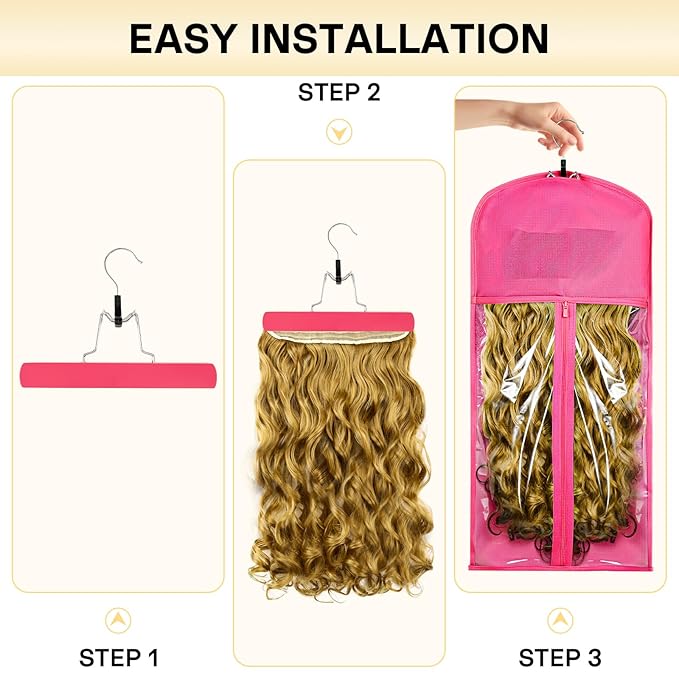 VARIPOWDER 10pcs Wig Storage Bags with Hanger Hair Extensions Storage for Multiple Wigs Dust-Proof Wigs Bag with Strong Holder Home Travel Closet Wigs &amp Accessories