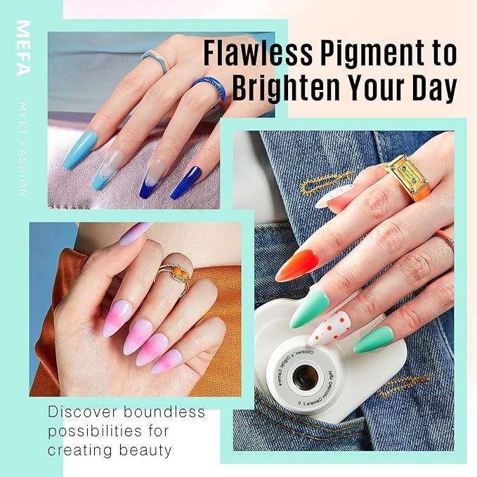 MEFA 56 Pcs Gel Nail Polish Kit with U V Light 32 Colors Bright Neon Spring Summer Fall Pink Gel Polish Nail Set Essential Manicure Tools Nails Decorations Gifts for Women