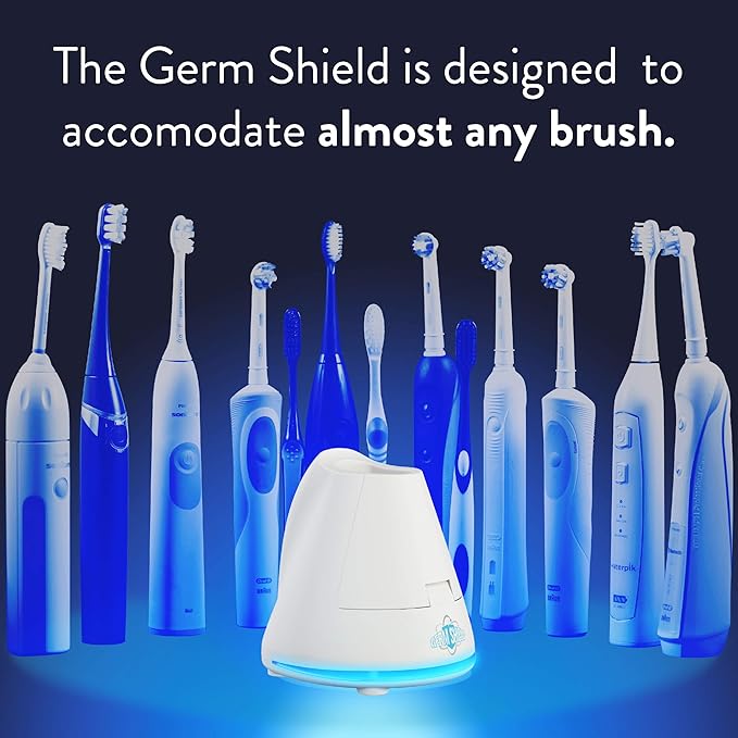 TAO Clean Germ Shield UV Toothbrush Sanitizer ? Universal Cleaning Station that Accommodates all Manual and Electric Toothbrushes Travel Friendly Kills 99.9% of Germs