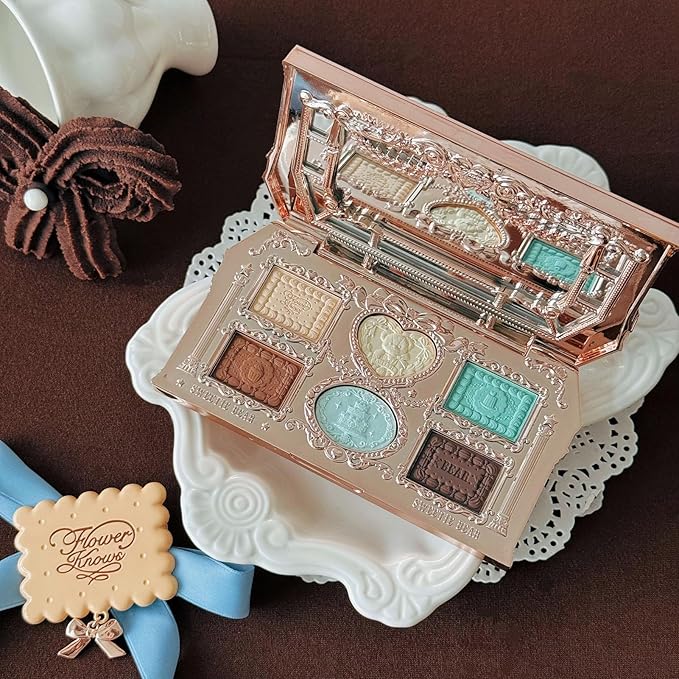 Flower Knows The Sweetie Bear Collection 6-Color Makeup PaletteGreen Eyeshadow with 4 Matte + 2 Shimmer ShadesBlendable Smooth Cute Eye Makeup0.23 Oz(03 Mint Chocolate)
