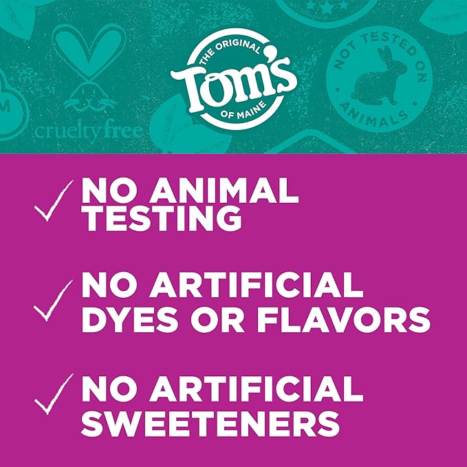 Tom's of Maine Antiplaque and Whitening Fluoride Free Natural Toothpaste Gel Vegan Spearmint 4 Ounces (3 Pack)