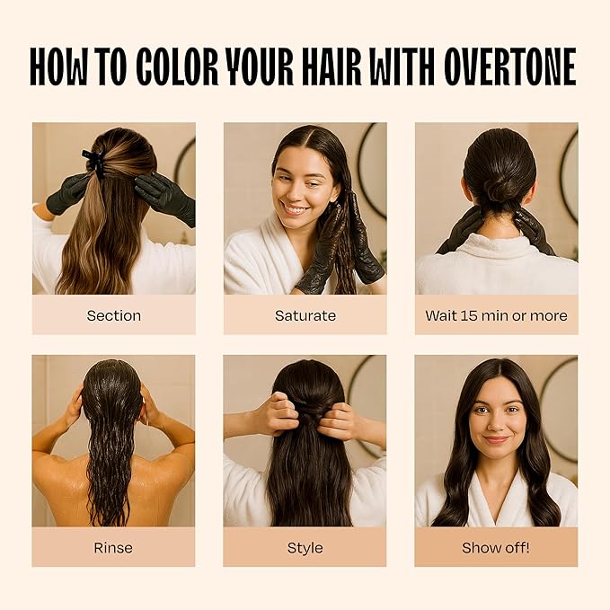 Overtone Semi Permanent Hair Color Conditioner Chocolate Brown 8 oz Nourishing Damage-Free Color Depositing Mask for All Hair Types with Shea Butter &amp Coconut Oil Vegan &amp Cruelty-Free