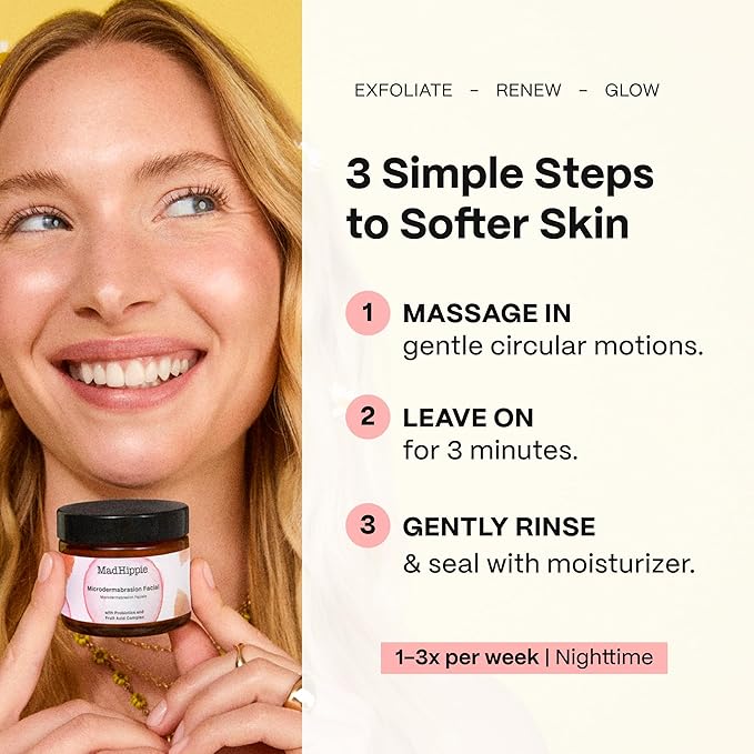 Mad Hippie MicroDermabrasion Facial - Exfoliating Face Scrub with Glycolic Acid Mandelic Acid AHA Complex &amp Hyaluronic Acid 2.1 Fl Oz
