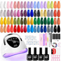 LKEE Gel Nail Polish Kit with U V Light 108W 65 Pcs Gel Nail Polish Set All Season Gels Nail Kit Essential Manicure Tools for DIY Nails Art Gifts for Women (36KIT-color 3)