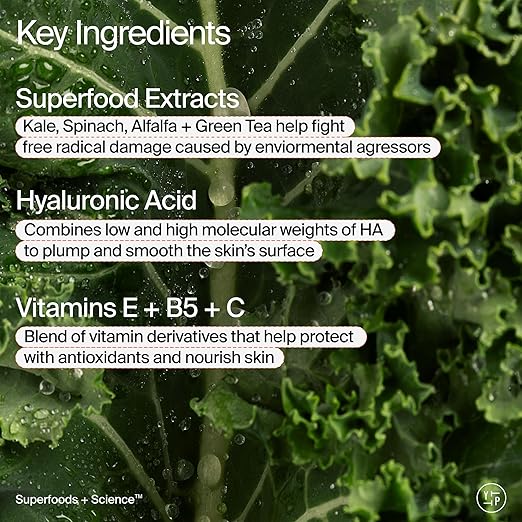 Youth To The People Superfood Air-Whip Moisture Cream - Kale + Green Tea Hyaluronic Acid Face Moisturizer Smooths + Hydrates Up to 48HR with Dewy Glow Non-Greasy Lightweight Gel Non-comedogenic