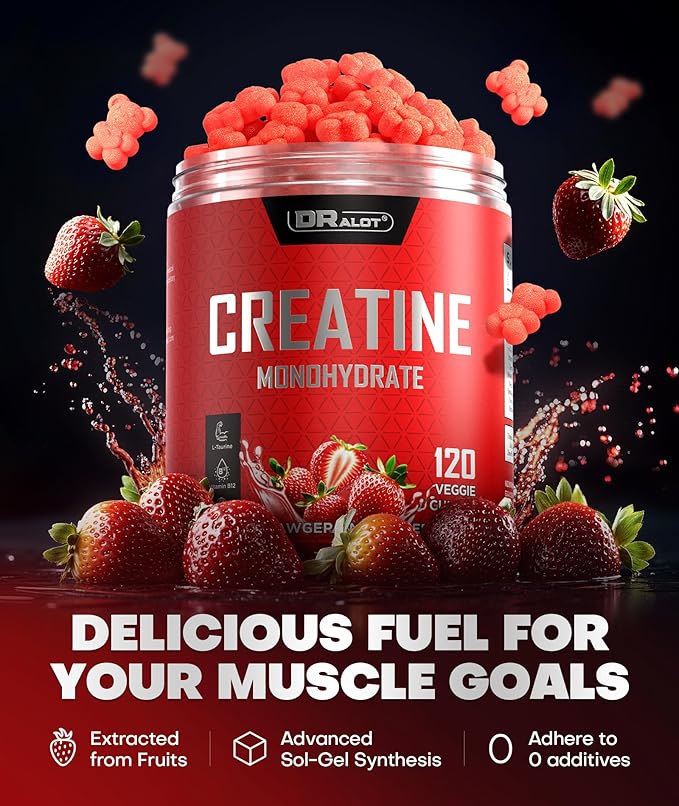 99.99% Creatine Monohydrate Gummies More 15% Strength 5X Energy &amp Muscle Support Pre-Workout Complex Creatine for Women &amp Men with 5000mg Creatine L-Taurine B12 Mg &amp K 0 Sugar Vegan
