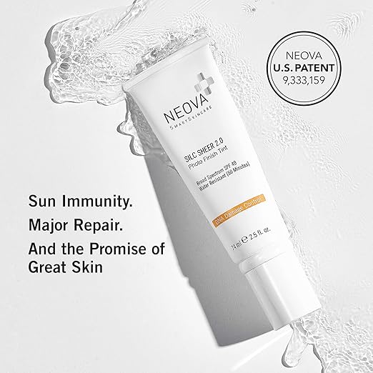 NEOVA SmartSkincare Silc Sheer 2.0 Tinted Sunscreen 2.5 fl oz | Broad Spectrum SPF 40 | Up To 80 min. Water Resistance | Oil &amp Fragrance Free | For All Skin Types
