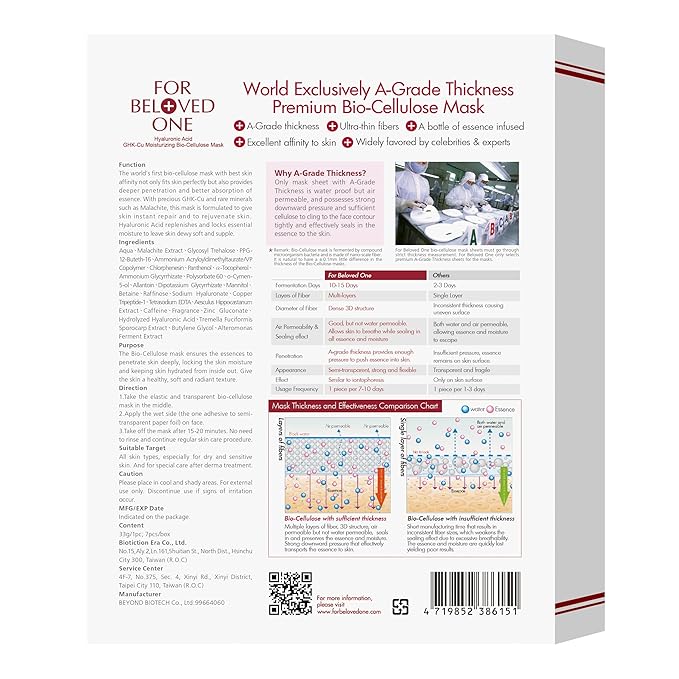 Hyaluronic Acid Moisturizing Bio-Cellulose Facial Mask (Pack of 7)