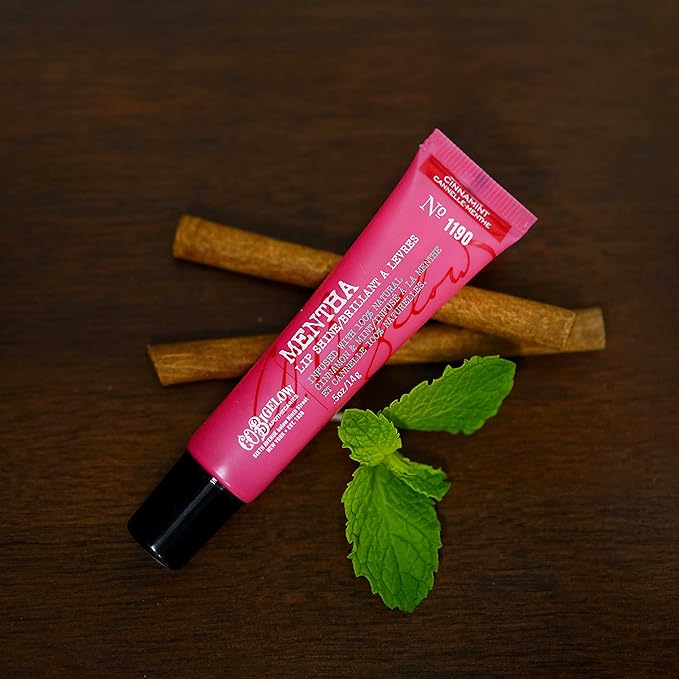 C.O. Bigelow Cinnamint Mentha Lip Shine Balm Tubes Pack of 3 Bulk Lip Gloss with Cinnamon &amp Peppermint Oil High Gloss Shine Finish 0.5 oz