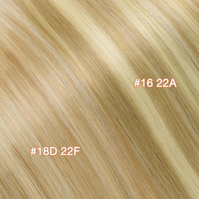 GOO GOO Invisi Edge Clip in Hair Extensions 16inch 120g 7Pcs Injected Seamless PU Clip in Hair Extensions Virgin Real Human Hair #18D/22F Dirty Blonde Highlights