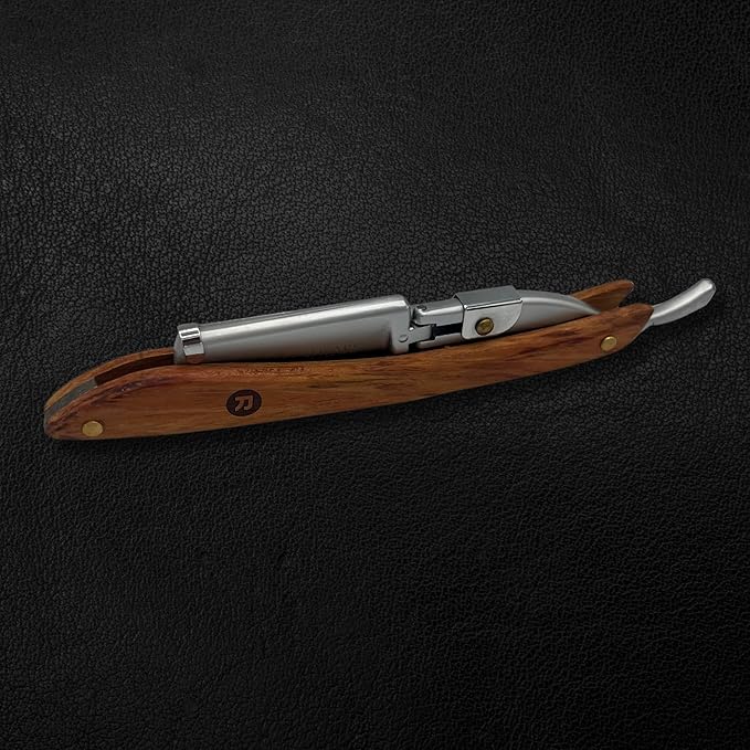 Straight Edge Traditional Shaving Razor with Disposable Blades - Cutthroat Men's Shave (Brown)