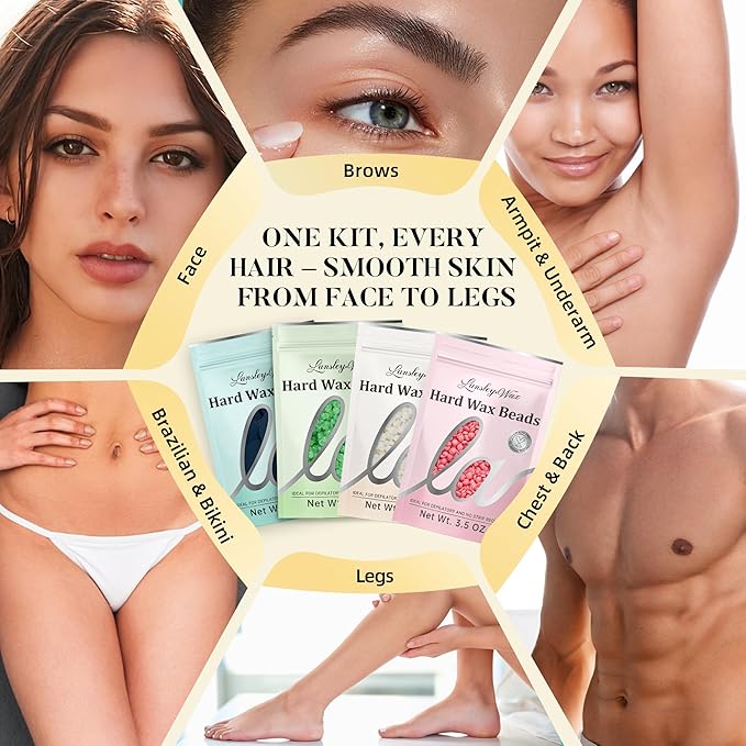 LANSLEYWAX Digital Waxing Kit for Women Men - YOLO Flora Waxing Machine with 39 Accessories - Hard Wax Kit for Arm Leg Brazilian Bikini Face Sensitive Skin Wax Warmer Hair Removal for Home/Salon Use