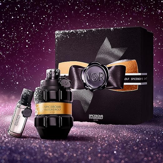 Viktor&ampRolf - Spicebomb 2-Piece Mens Cologne Gift Set ($195 Value) - Woody &amp Spicy - Full Size Extreme 3 Fl Oz &amp Travel Size Eau de Toilette 0.68 Fl Oz