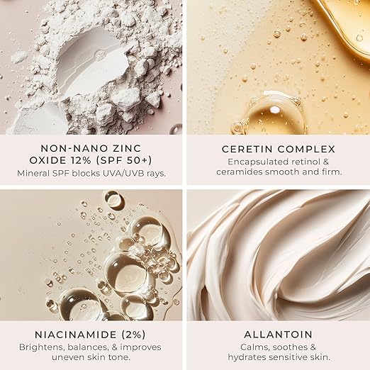 P?R Tinted Sunscreen for Face 4-in-1 Skin Tint - Broad Spectrum Mineral Sunscreen SPF 50 - Tinted Facial Moisturizer Primer &amp Foundation for Sun Protection - Lightweight Buildable Coverage