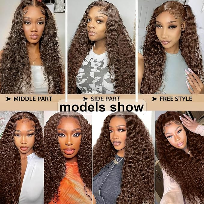 5x5 HD Transparent Lace Front Wigs Human Hair Pre Plucked with Baby Hair 30Inch Deep Wave Wigs 180% Density Brazilian Virgin Hair Partial Glueless Chocolate Brown Wigs for Women