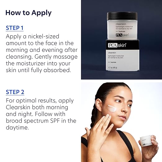 PCA SKIN Clearskin Lightweight Face Moisturizer for Oily Skin Daily Hydrating Facial Moisturizer for Oily Acne-Prone and Sensitive Skin Quick Absorbing Reduces Discolorations 1.7 oz Jar