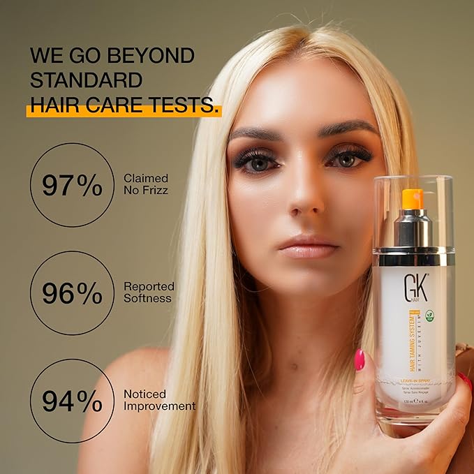 GK HAIR Vegan Leave In Conditioner Spray ? Lightweight Detangler Spray For Frizz Control &amp Heat Protectant for All Hair Types 120ml