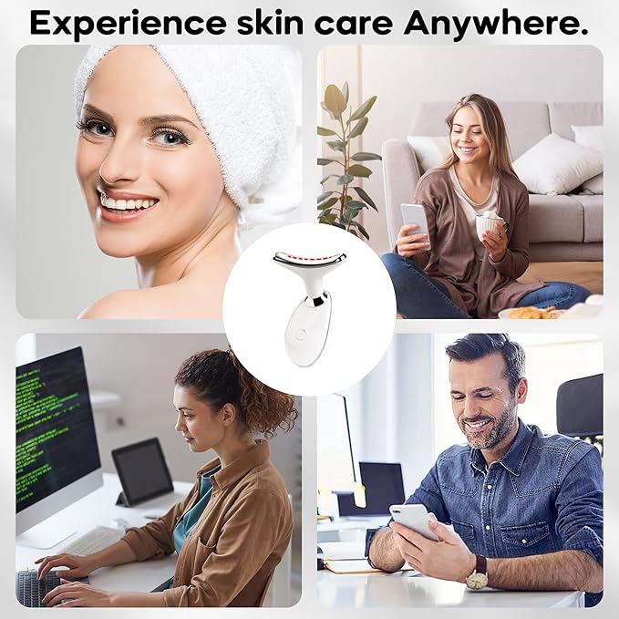 Red Light Therapy for Face 7 Color LED Facial Light Therapy Wand for Skin Care at Home Blue Light Therapy Face Massager Tool for Neck (White)