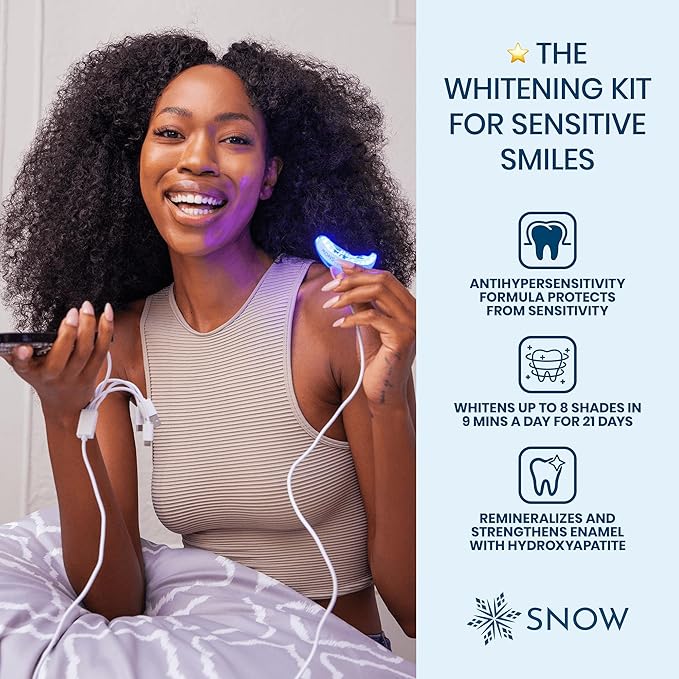 Snow Teeth Whitening Kit - Snow Teeth Whitening Serum and LED Mouthpiece Whitener Formulated with Hydroxyapatite Good for 6 Months - Wired Kit with 3 Wands