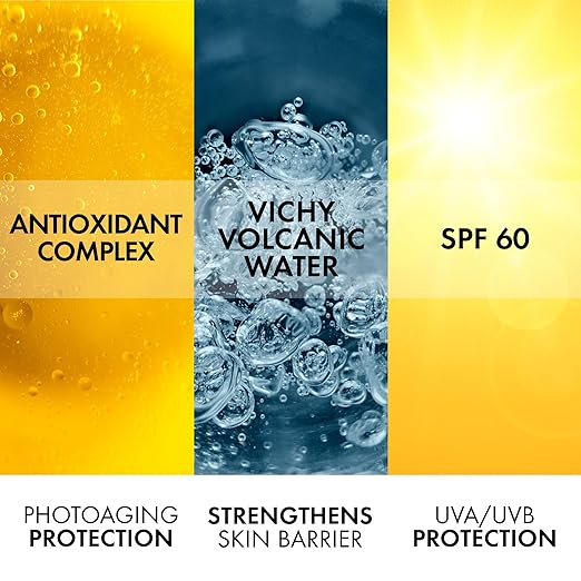 Vichy Capital Soleil Tinted Mineral Sunscreen for Face SPF 60 Titanium Dioxide Face Sunscreen Travel Size Sunscreen Water Resistant Light weight Sun Protection Creams Gels &amp Lotions