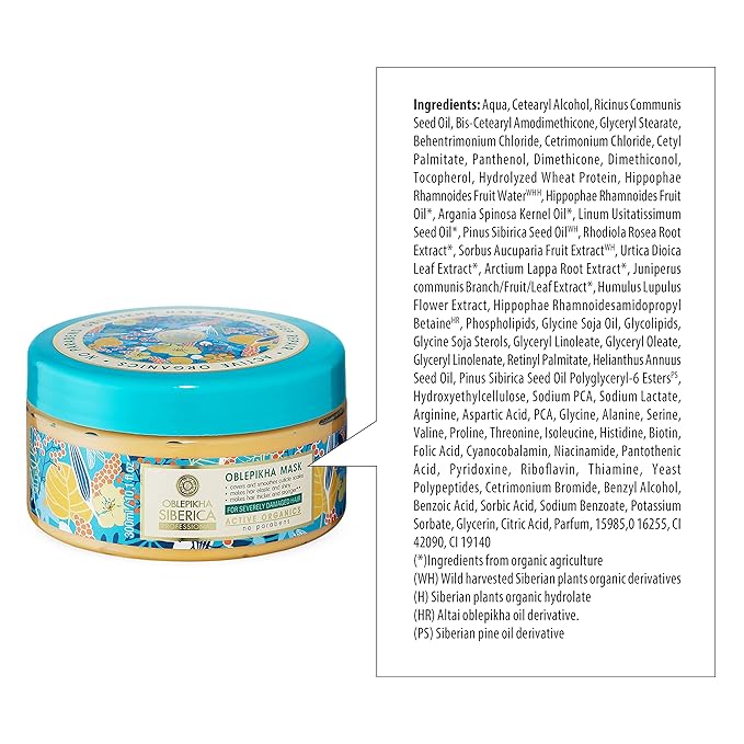 Siberica Restorative Sea Buckthorn Mask for Damaged Hair 10.14 Ounce