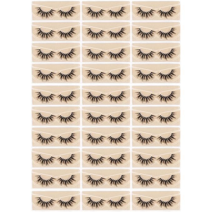 Wholesale Lashes 3D Faux Mink Eyelash Bulk 18mm Handmade Reusable Eye Lash Dramatic Fluffy False Lash with Glitter Portable Packing (30 pairs - A02)