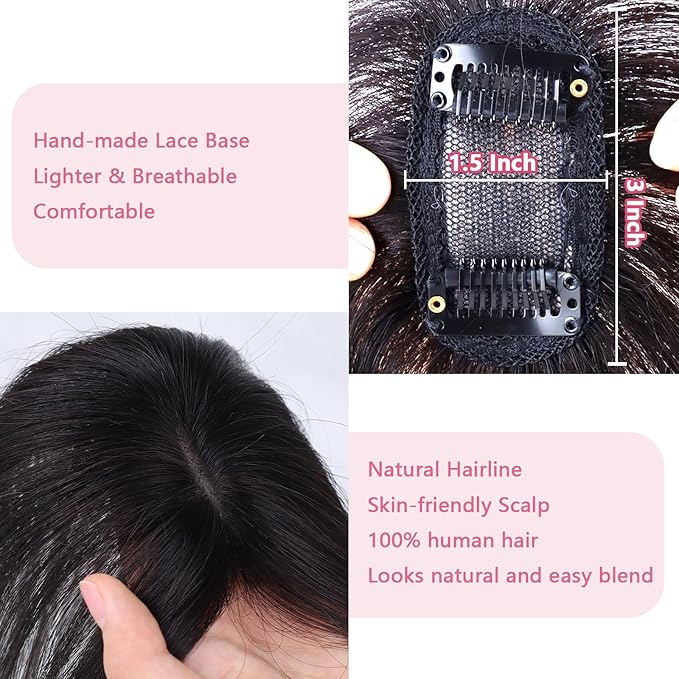 G&ampT Clip in Bangs - 100% Human Hair French Bangs Clip on Hair Pieces for Women Girls Fake Bangs Clip in Hair Extensions Human Hair Wiglets Hairpieces for Thinning Hair 10 Inch (Natural Black)
