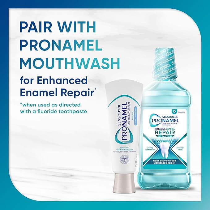 Sensodyne Pronamel Gentle Teeth Whitening Enamel Toothpaste for Sensitive Teeth to Reharden and Strengthen Enamel Amazon Exclusive Fresh Mint - 4 Ounces (Pack of 4)