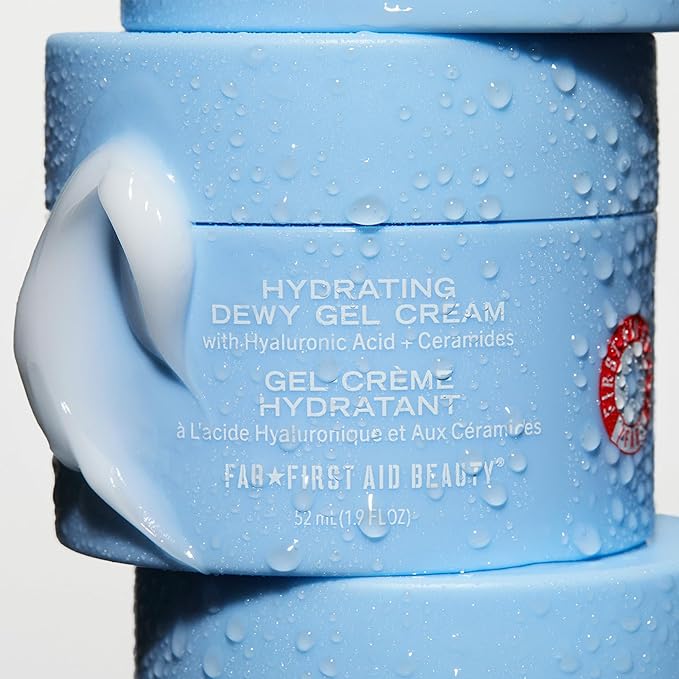 First Aid Beauty - Hydrating Dewy Gel Cream Lightweight Oil-Free Facial Moisturizer with Hyaluronic Acid and Ceramides Helps Reduce Excess Oil Build Up &amp Improve Skins Hydration 1.9 FL oz