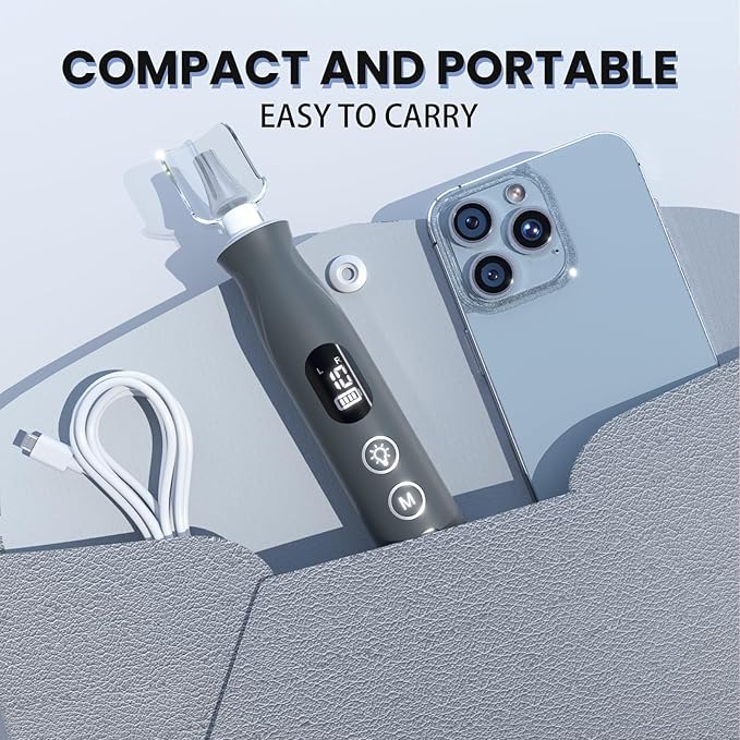 Electric Nail Drill Cordless 2000 mAh Rechargeable Portable Nail File 12 in 1 Kit for Thick Toenails 10 Speeds Nail Dril Machine Professional Manicure Pedicure for Hand Natural Nails Care (Grey)