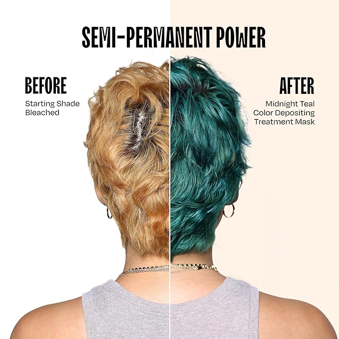 oVertone Semi Permanent Hair Color Conditioner Midnight Teal 8 oz Nourishing Damage-Free Color Depositing Mask for All Hair Types with Shea Butter &amp Coconut Oil Vegan &amp Cruelty-Free