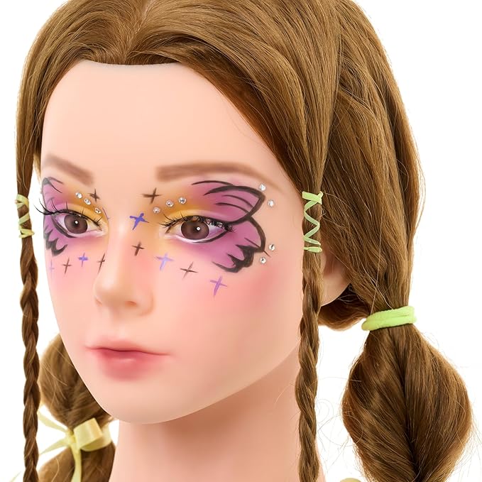 28Inch Mannequin Head with 80% Real Human Hair- Cosmetology Mannequin Head with Hair for Makeup Braiding Curling Cuting Make up Doll head for Styling with Table Clamp Hair Styling Set (Blonde)
