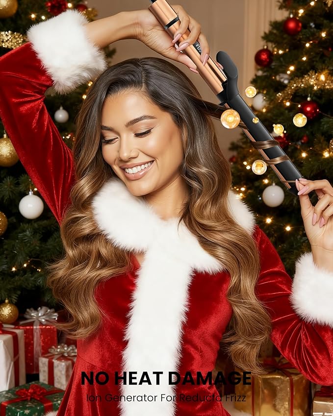 1.25 inch Long Barrel Curling Iron Extra-Long Curling Wand with 8 Heat Settings Ceramic Curling Iron for Smooth and Lasting StylingSuitable for All Hair Types Dual Voltage Damage-Free Styling