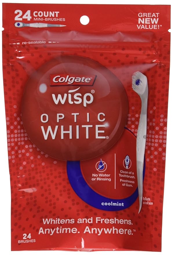 Colgate Optic White Wisp Disposable Mini Toothbrush Cool Mint 24 Count (Pack of 4)