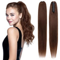 Human Hair Ponytail Extension with Claw Clip Natural Look Soft Ideal for Dates Weddings Parties Gifts - 22 inches 120g Medium Brown