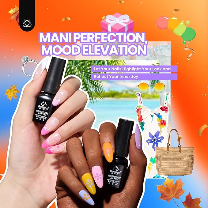 Beetles Gel Nail Polish Kit with U V Light - 75PCS Chic Outfits 45 Colors Gel Polish Set All Season Nail Kit with 5PCS Base Top Coat Soak Off Nails Art Tools Perfect Manicure Set Gifts for Women
